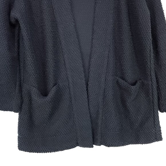 Marine Layer Birdseye Cardigan Womens Small Black Open Front Textured Pockets - Picture 5 of 12